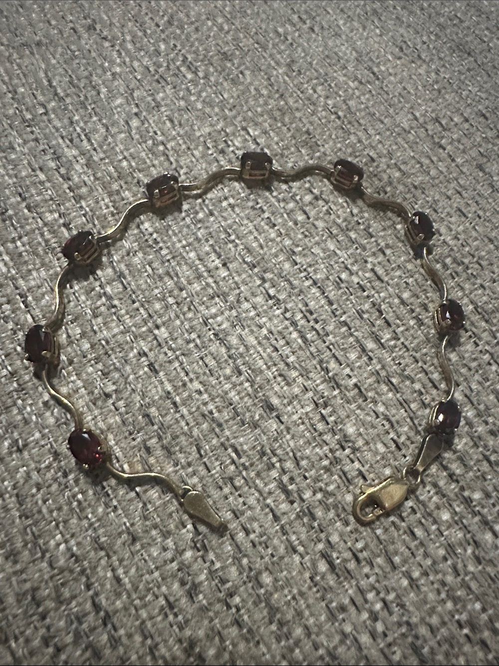 10k Garnet Stone Link Bracelet
